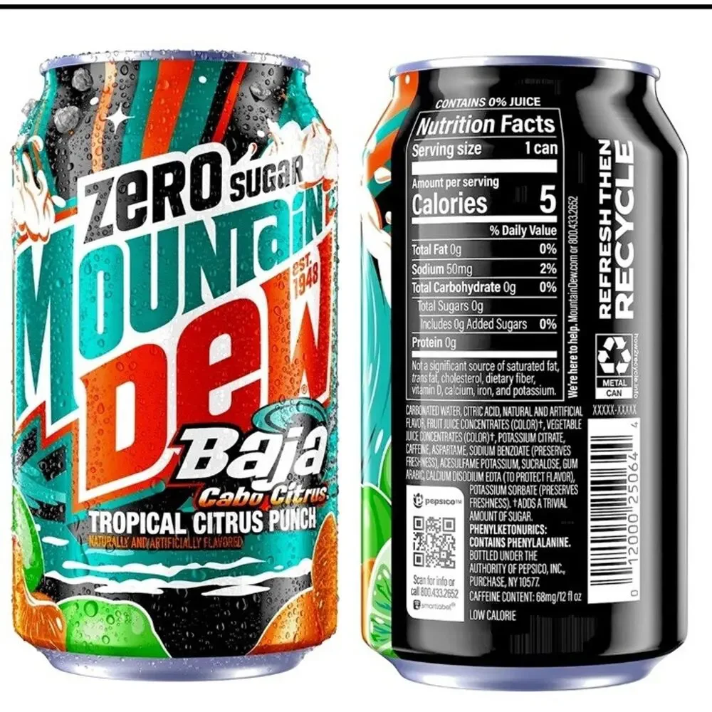 12pk Of Cabo Citrus Baja Blast ZERO Sugar Mountain Dew 12oz Cans NEW